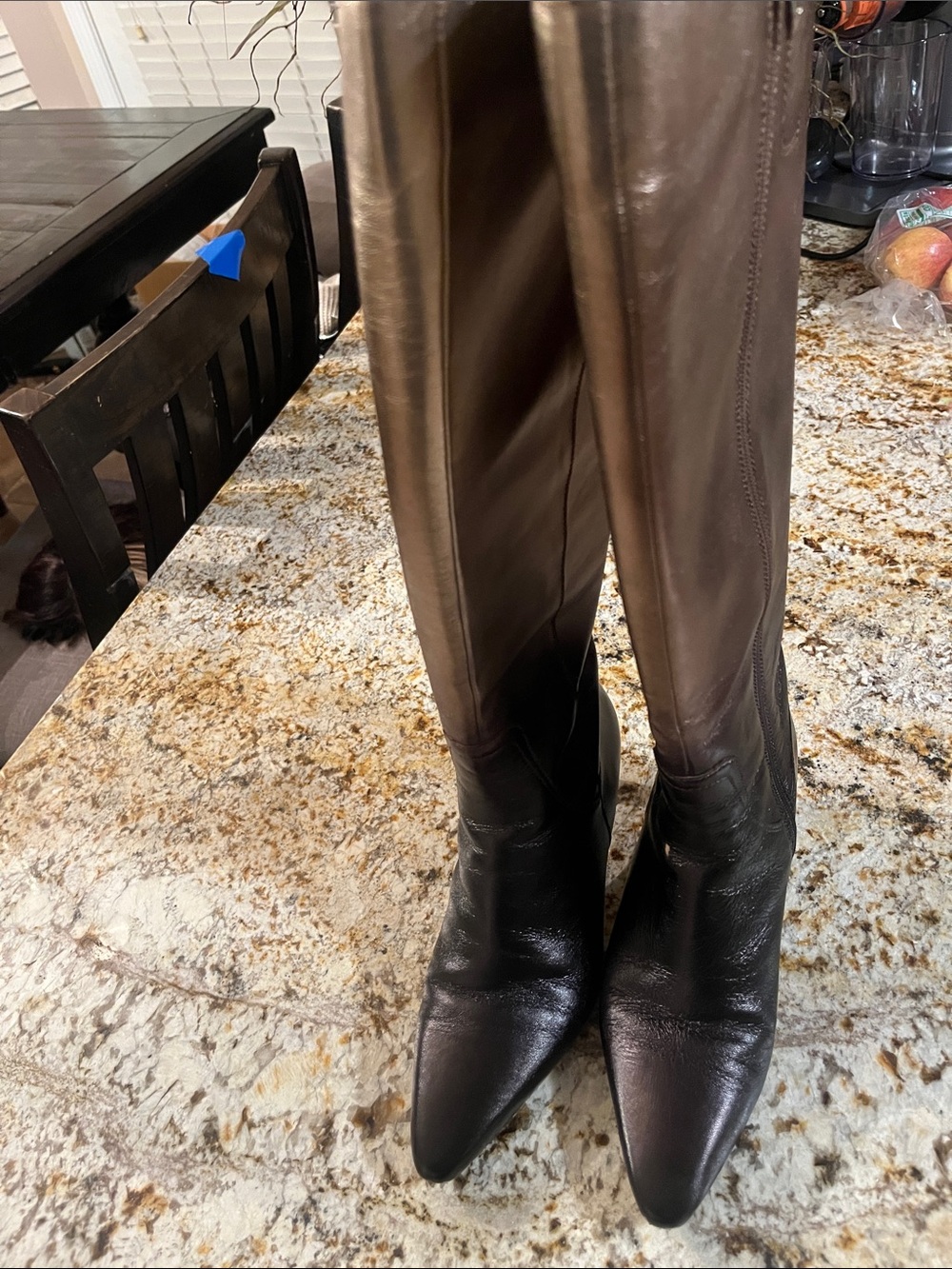 Women's Tall Leather Boots - Black/Brown